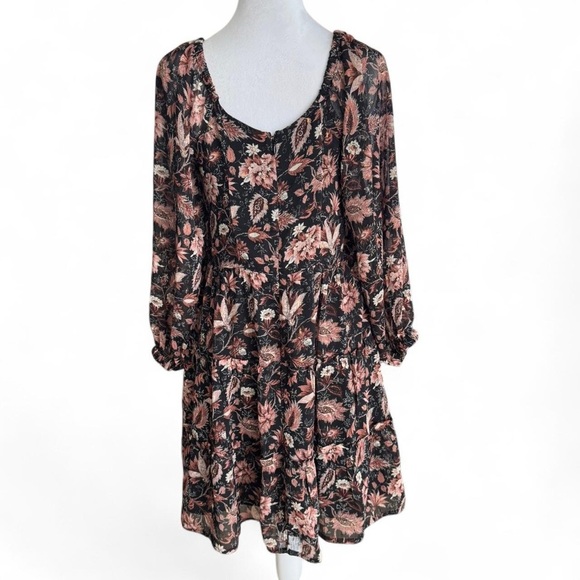 Madewell Long Sleeve Dress in Black Floral - Picture 3 of 7